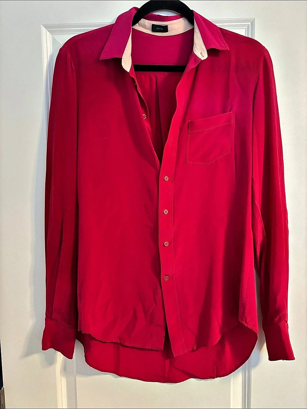 Joseph Garcon Crepe de Chine Silk Shirt Silk Button Down Shirt in Pink Size 38